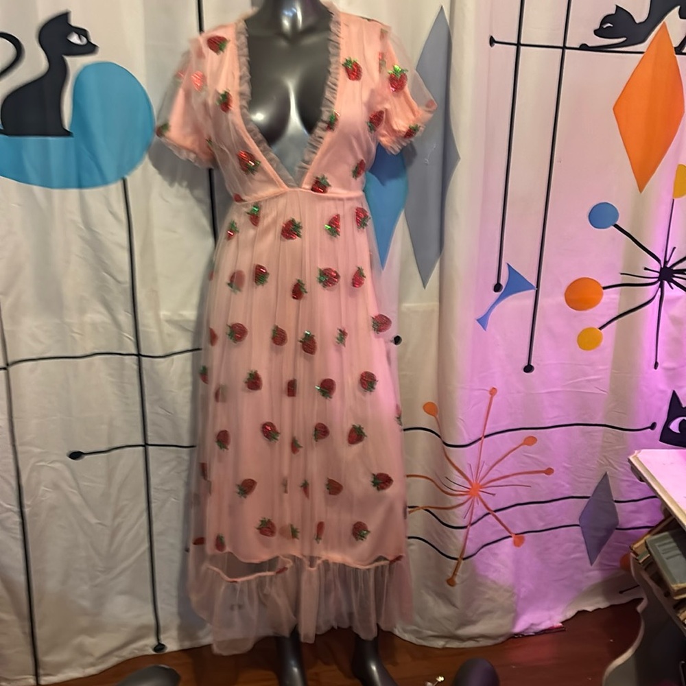 Pink Strawberry Dress Size L